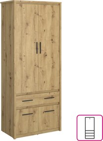 Szekrény 4D1S/40, artisan tölgy, AIRON