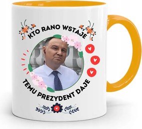 Duda András Sárga Elnöki Bögre Nyomtatott Mintával