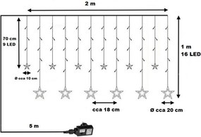 VOLTRONIC® Csillagos lánc 150 LED Fehér mix + vezérlő
