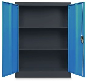 Közepes univerzális fém szekrény, 90 x 40 x 120 cm, hengerzár, kék - ral 5012