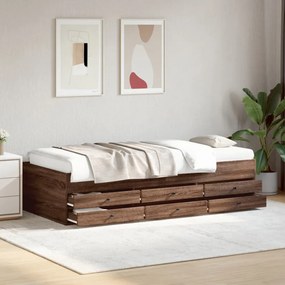 barna tölgy kanapéágy fiókkal matrac nélkül 100x200 cm