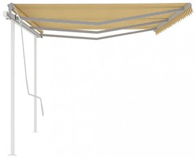 sárga és fehér kézzel kihúzható napellenző póznákkal 6 x 3,5 m