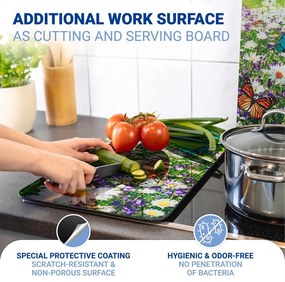 Edzett üveg tűzhely fedőlap szett 2 db-os 52x30 cm Summer Meadow – Maximex