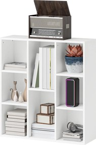 HOMCOM 3-Szintes Polc 8 Rekesszel, Függőleges vagy Vízszintes Kialakítás a Nappalihoz, Irodához, Hálószobához 74,3x24x80 cm Fehér | Aosom