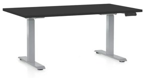 OfficeTech D állítható magasságú asztal, 120 x 80 cm, szürke alap, fekete