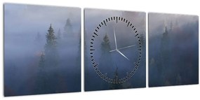 Kép - erdő a ködben, Carpathians, Ukraina (órával) (90x30 cm)