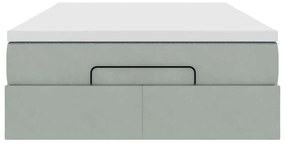 világosszürke bársony ottomán ágy matraccal 120x190 cm