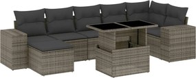 vidaXL 8 részes szürke polyrattan kerti ülőgarnitúra párnákkal