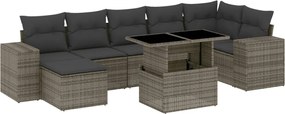 vidaXL 8 részes szürke polyrattan kerti ülőgarnitúra párnákkal