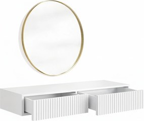 Nicole fali sminkasztal arany tükörrel 60 cm - matt fehér