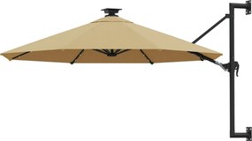vidaXL tópszínű fali napernyő LED-ekkel és fémrúddal 300 cm