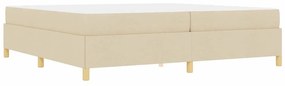 Boxrugós ágy matracmal Fehér és krém 200 x 200 cm szövet