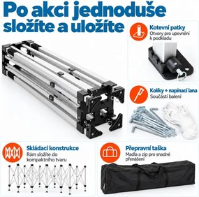 GARTHEN Kerti sátor összecsukható PROFI 3 x 6 m kék