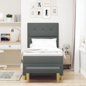 Boxspring Ágy Matrac és Pad Sötétszürke 90x190 cm Szövet