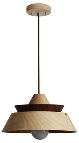 Fa csillár zsinóron 1xE27/60W/230V Ø 33 cm tömörfa/tölgy/dió/kaucsukfa