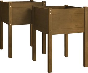 vidaXL 2 db mézbarna tömör fenyőfa kerti virágtartó 50 x 50 x 70 cm