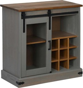 vidaXL HALDEN szürke tömör fa komód tolóajtós 80x40x80 cm