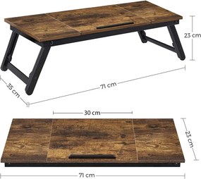 Laptop asztal, rusztikus barna 71x35cm
