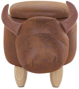 Barna műbőr állatos puff 60 x 35 cm COW Beliani