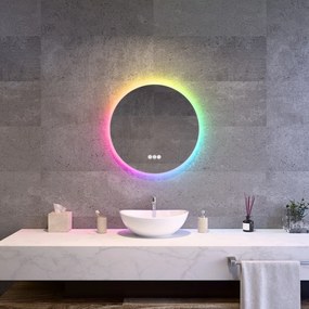 Kerek LED tükör Ø60cm Welland Alpha | Fehér és színes háttérvilágítás - RGB funkciók