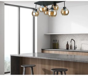 Felületre szerelhető csillár  NESSA 6xE27/60W/230V fekete/füstös bézs