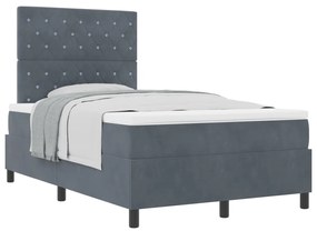 Boxspring Ágy Matracal Sötétszürke Kis Kétszemélyes Párnázott