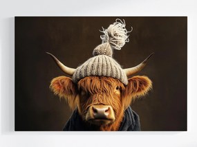 Canvas Vászonkép Skót Tehén Highland Portré Sapka Sál 60x40