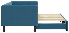 kék kihúzható bársony heverő 80 x 200 cm