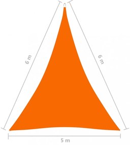 narancssárga háromszög alakú oxford-szövet napvitorla 5x6x6 m