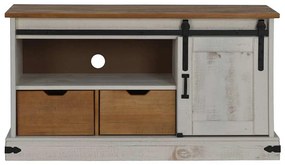 HALDEN fehér tömör fa TV szekrény tolóajtóval 110x40x60 cm