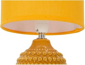 Mustársárga kerámia asztali lámpa textil búrával (magasság 30,5 cm) Points – Mauro Ferretti