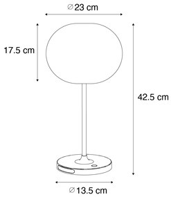 Modern asztali lámpa fehér újratölthető - Maloi