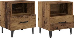 vidaXL Éjjeliszekrény fiókkal 2 pcs Régi fa 40 x 35 x 47.5 cm Faanyag