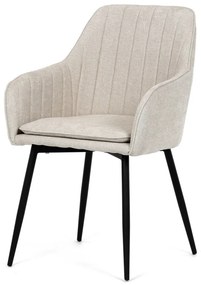 Scaun de sufragerie elegant, stofă bej, metal negru