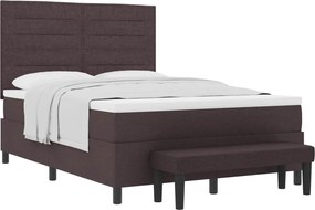 vidaXL Boxrugós ágy matracmal Sötét Barna 140 x 200 cm szövet