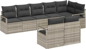 vidaXL Kanapé Szett 8 pcs Világosszürke polirattan