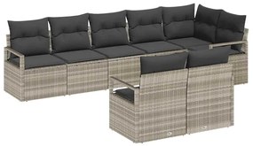 vidaXL Kanapé Szett 8 pcs Világosszürke polirattan