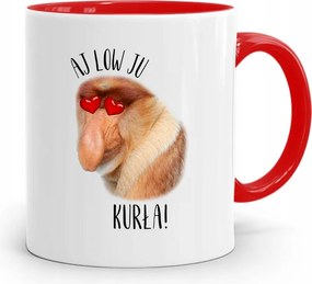 Bögre Piros Hordozó Janusz Aj Low Ju Tyúk nyomott mintával