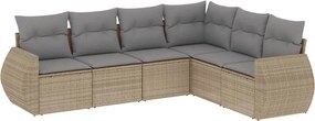 vidaXL 6 részes bézs polyrattan kerti ülőgarnitúra párnával