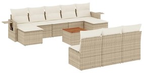 11 részes bézs polyrattan kerti ülőgarnitúra párnákkal