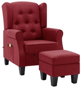 bordó szövet masszázsfotel lábtartóval