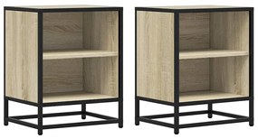 Éjjeliszekrények 2 db Sonoma tölgy 40x31x50 cm Gépi fa és fém