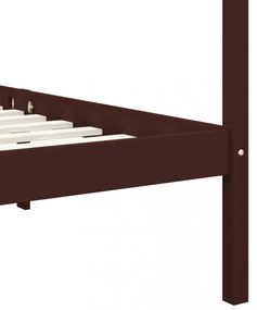 sötétbarna tömör fenyőfa baldachinos ágykeret 100 x 200 cm