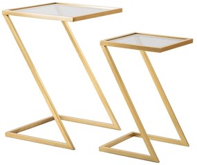 Tárolóasztal szett üveg asztallappal, 2 db-os 40x40 cm Zet – Mauro Ferretti