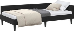 vidaXL Sarokágy keret fejtámlával Fekete 90 cm x 190 cm VelúrésPlywood