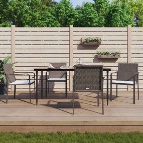 5 részes polyrattan és acél kerti étkezőgarnitúra párnával