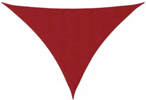 piros háromszögű oxford-szövet napvitorla 3,5 x 3,5 x 4,9 m