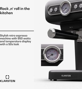 Klarstein Espressionata Evo, eszpresszógép, 950 W, 19 Bar, 1,2 l, 2 csésze