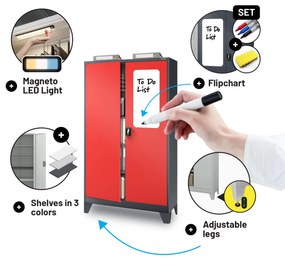 Fém iratszekrény JAN II, 1150 x 185 x 400 mm, antracit-piros