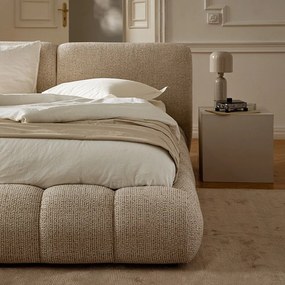 Bézs kárpitozott ágyneműtartós franciaágy ágyráccsal 160x200 cm Solange – Micadoni